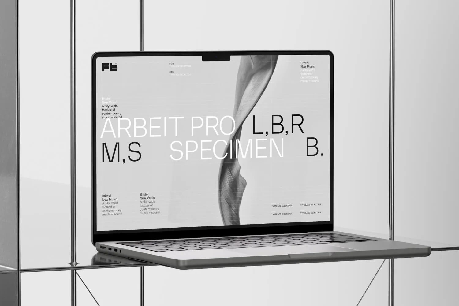 Arbeit Pro specimen on a MacBook Pro screen